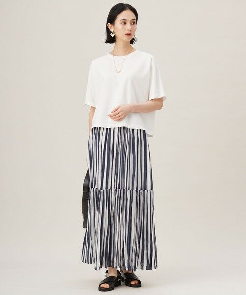 L size ONWARD(大きいサイズ) / エルサイズオンワード カットソー | 【接触冷感・UVカット・吸水速乾・抗菌防臭・洗える】ハイカウントクロップド丈 Tシャツ | 詳細1