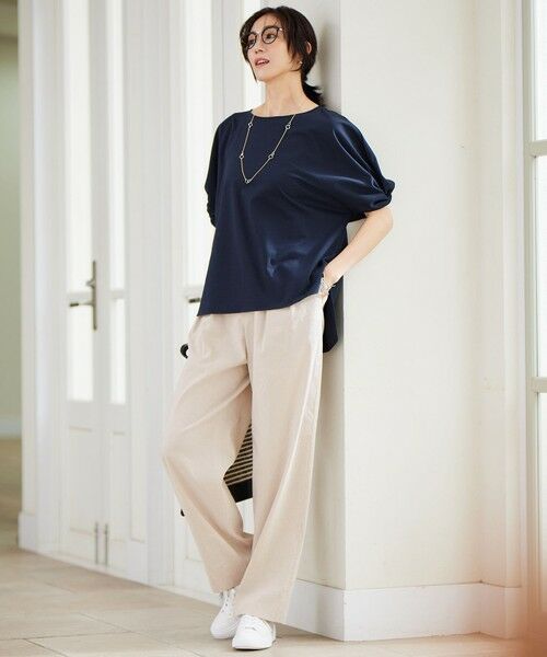 L size ONWARD(大きいサイズ) / エルサイズオンワード カットソー | 【接触冷感・UVカット・吸水速乾・抗菌防臭・洗える】ハイツイストポンチスリーブディティール カットソー | 詳細4