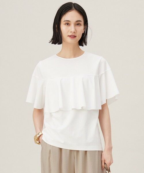 L size ONWARD(大きいサイズ)/エルサイズオンワード 【接触冷感・UVカット・吸水速乾・抗菌防臭・洗える】ハイツイストポンチフレアディティール カットソー オフ 46