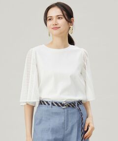 L size ONWARD(大きいサイズ) / エルサイズオンワード カットソー | 【洗える】レースエッジフレアスリーブ トップス