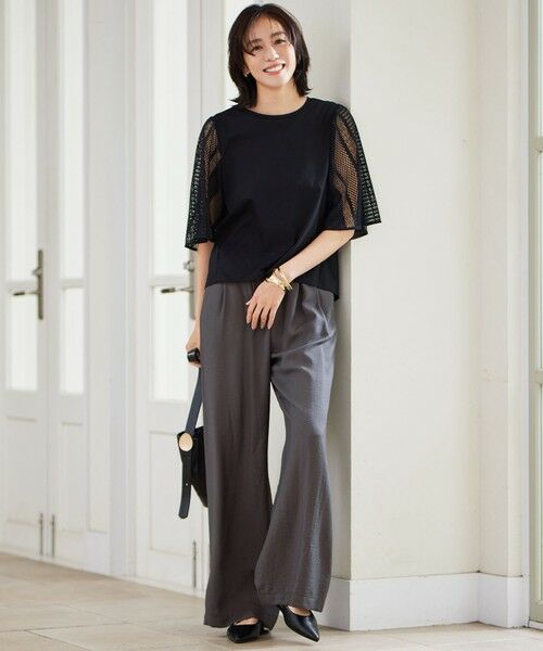 L size ONWARD(大きいサイズ) / エルサイズオンワード カットソー | 【洗える】レースエッジフレアスリーブ トップス | 詳細12