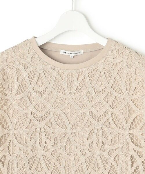 L size ONWARD(大きいサイズ) / エルサイズオンワード カットソー | 【洗える/汗じみ防止加工】エンブロイダリージャージー フレンチスリーブ カットソー | 詳細12