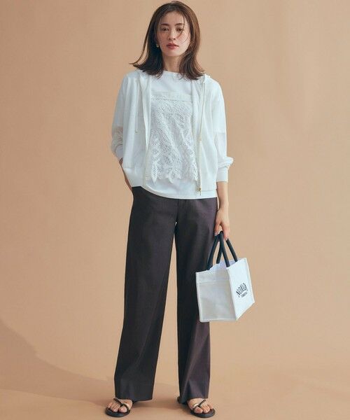 L size ONWARD(大きいサイズ) / エルサイズオンワード カットソー | 【好評につき新色追加/汗じみ防止】エンブロイダリージャージー レースキャミソール付き カットソー | 詳細2