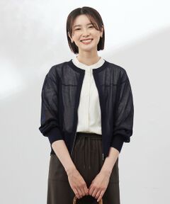L size ONWARD(大きいサイズ) / エルサイズオンワード ブルゾン | 【洗える】SHEER LIGHT ニット ブルゾン