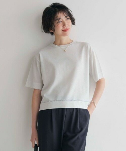 L size ONWARD(大きいサイズ)/エルサイズオンワード 【洗える・抗菌防臭】LUREX ラメ ニットT ライトグレー系 T15 L size ONWARD(大きいサイズ)/エルサイズオンワード 【洗える・抗菌防臭】LUREX ラメ ニットT ライトグレー系 T15