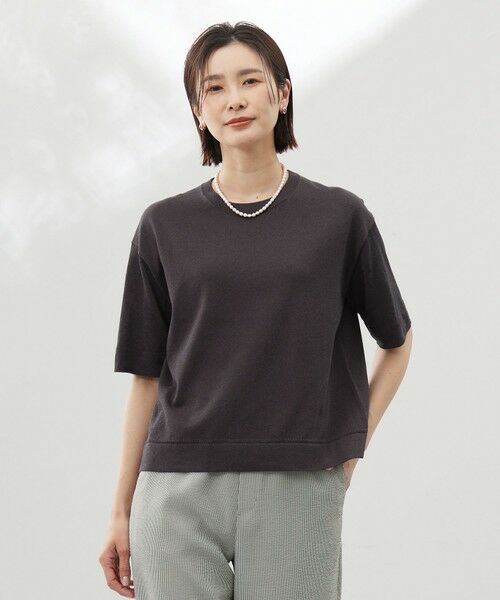 L size ONWARD(大きいサイズ)/エルサイズオンワード 【洗える・抗菌防臭】LUREX ラメ ニットT ダークブラウン系 T15 L size ONWARD(大きいサイズ)/エルサイズオンワード 【洗える・抗菌防臭】LUREX ラメ ニットT ダークブラウン系 T15
