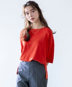 GRANCY 赤 ニットセーター　Ｌサイズ GRANCY】ZipDesign Asymmetry Knit / ジップデザイン