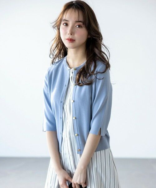 L size ONWARD(大きいサイズ) / エルサイズオンワード カーディガン・ボレロ | 【接触冷感・UVカット・洗える】ハーフスリーブ カーディガン | 詳細9