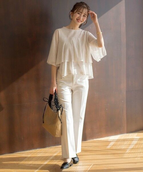 L size ONWARD(大きいサイズ) / エルサイズオンワード ニット・セーター | 【洗える】フリルシアー ニット | 詳細1