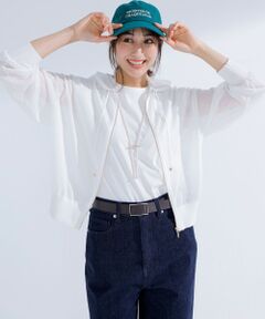 L size ONWARD(大きいサイズ) / エルサイズオンワード パーカー | 【洗える】シャイニーシアー ニット パーカー