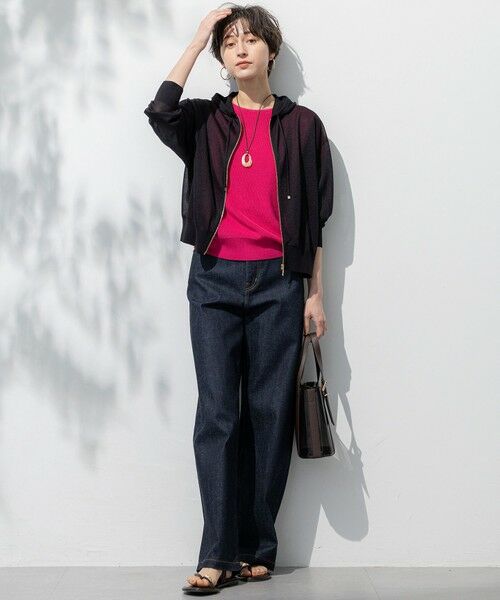 L size ONWARD(大きいサイズ) / エルサイズオンワード パーカー | 【洗える】シャイニーシアー ニット パーカー | 詳細13