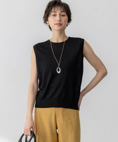 L size ONWARD(大きいサイズ) / エルサイズオンワード ニット・セーター | 【洗える】ピュアリネンハイゲージ ノースリーブ ニット