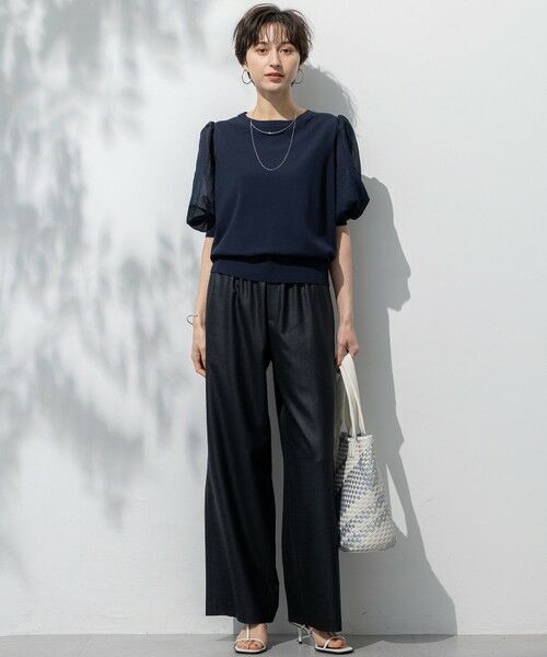 L size ONWARD(大きいサイズ) / エルサイズオンワード ニット・セーター | 【洗える】シアーチェッククロスコンビ ニット | 詳細5