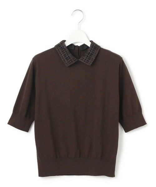 L size ONWARD(大きいサイズ) / エルサイズオンワード ニット・セーター | 【洗える】Brocheチェック レース付け襟 ニット | 詳細6