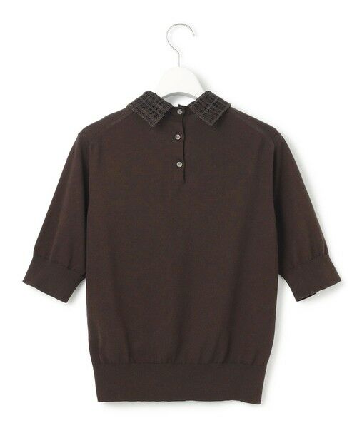 L size ONWARD(大きいサイズ) / エルサイズオンワード ニット・セーター | 【洗える】Brocheチェック レース付け襟 ニット | 詳細7