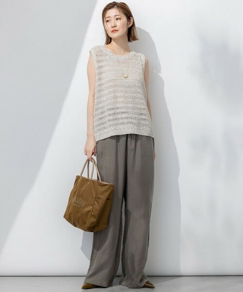 L size ONWARD(大きいサイズ) / エルサイズオンワード ニット・セーター | 【洗える】テープミックススカシ ノースリーブ ニット | 詳細2