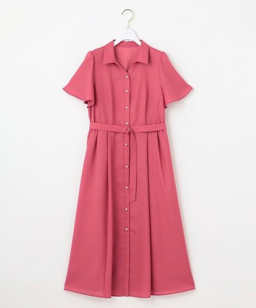 L size ONWARD(大きいサイズ) / エルサイズオンワード ロング・マキシ丈ワンピース | 【接触冷感・UVカット・速乾】スムージーポリエステル シャツワンピース | 詳細4