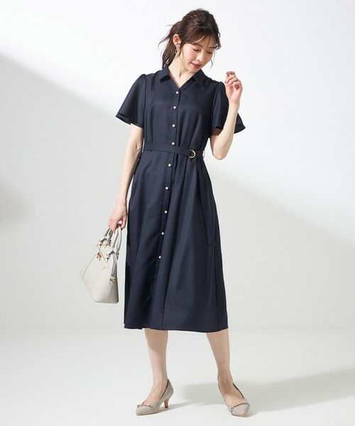 L size ONWARD(大きいサイズ) / エルサイズオンワード ロング・マキシ丈ワンピース | 【接触冷感・UVカット・速乾】スムージーポリエステル シャツワンピース | 詳細8