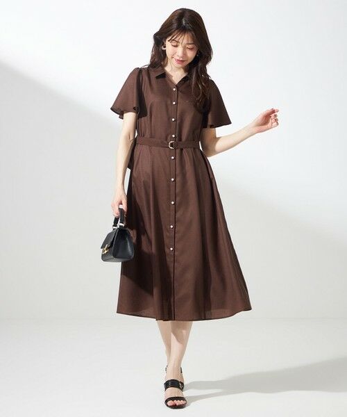 L size ONWARD(大きいサイズ) / エルサイズオンワード ロング・マキシ丈ワンピース | 【接触冷感・UVカット・速乾】スムージーポリエステル シャツワンピース | 詳細20