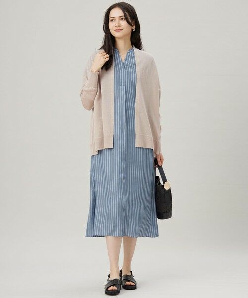 L size ONWARD(大きいサイズ) / エルサイズオンワード ミニ丈・ひざ丈ワンピース | 【接触冷感・UVケア・抗菌防臭・洗える】リヨセルポプリンシャツ ワンピース | 詳細3