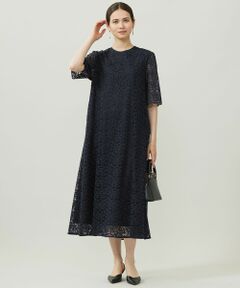 L size ONWARD(大きいサイズ) / エルサイズオンワード ロング・マキシ丈ワンピース | 【洗える】フラワーリーフコードレース ワンピース