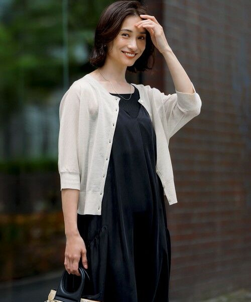 新品 23区【接触冷感性】フィブリルツイル キャミソールワンピース 46ブラック 23区 【杏さん着用/先行予約/接触冷感性】フィブリルツイル