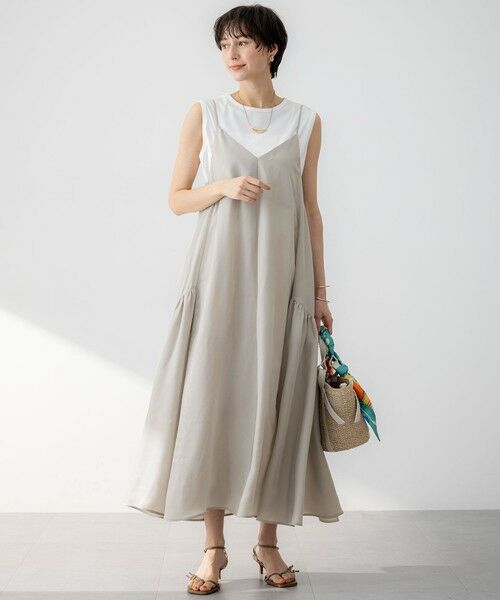 L size ONWARD(大きいサイズ) / エルサイズオンワード ロング・マキシ丈ワンピース | 【接触冷感性】フィブリルツイル キャミソールフレアワンピース | 詳細4