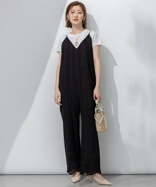 L size ONWARD(大きいサイズ) / エルサイズオンワード サロペット・オールインワン | 【洗える】コットンエンブロイダリー オールインワン | 詳細2