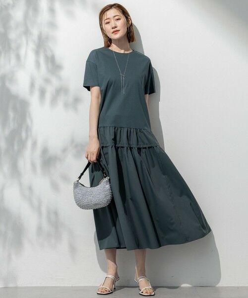 L size ONWARD(大きいサイズ) / エルサイズオンワード ロング・マキシ丈ワンピース | 【撥水加工/汗シミ防止/洗える】ティアードデザイン マルチワンピース | 詳細4