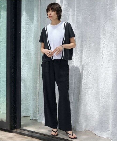 L size ONWARD(大きいサイズ) / エルサイズオンワード その他パンツ | 【人気のため新色追加・接触冷感・洗える】 ワッシャーツイル ワイドストレートパンツ | 詳細1