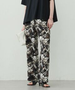L size ONWARD(大きいサイズ) / エルサイズオンワード その他パンツ | 【洗える】 ブラッシュプリント ワイドパンツ
