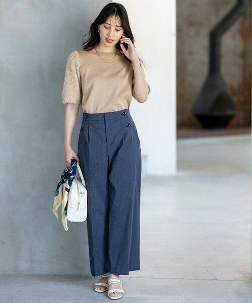 L size ONWARD(大きいサイズ) / エルサイズオンワード その他パンツ | 【ストレッチ・接触冷感・撥水・UVカット・洗える】エアリーストレッチ ワイドパンツ | 詳細1