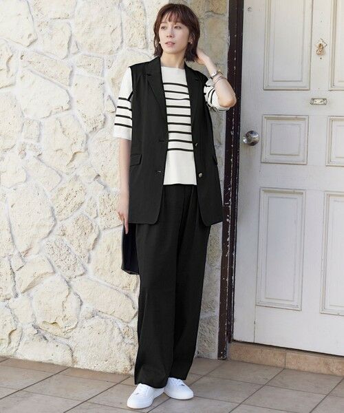 L size ONWARD(大きいサイズ) / エルサイズオンワード その他パンツ | 【セットアップ対応・洗える】LIPストレッチワイドストレート パンツ | 詳細24