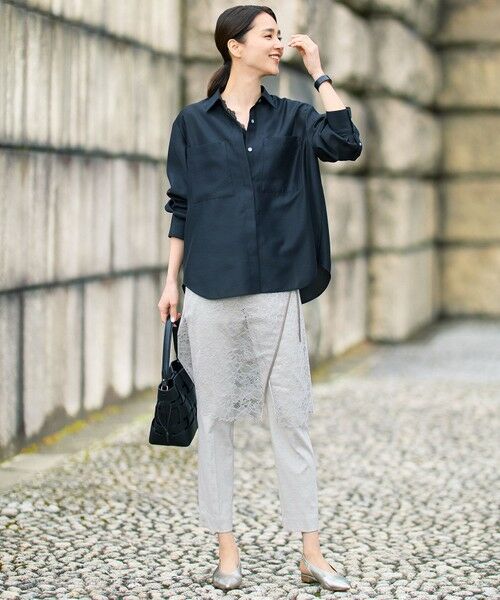 L size ONWARD(大きいサイズ) / エルサイズオンワード その他パンツ | 【SHIHOさん着用・昨年大好評・新色追加・後ろウエストゴム】シェルタリングテーパード パンツ | 詳細20