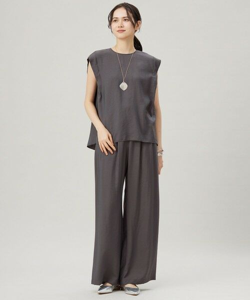 L size ONWARD(大きいサイズ) / エルサイズオンワード その他パンツ | 【カタログ掲載・セットアップ対応・接触冷感・UVケア・洗える】エアリーツイルワイド パンツ | 詳細17