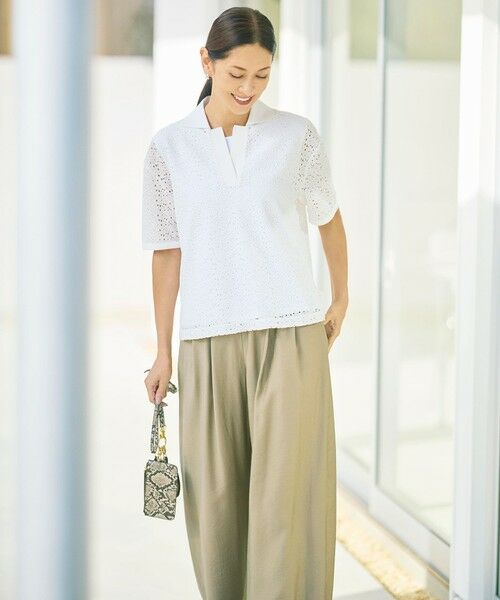 L size ONWARD(大きいサイズ) / エルサイズオンワード その他パンツ | 【SHIHOさん着用・ご好評アイテム・新色追加・セットアップ対応】エアリーツイルワイド パンツ | 詳細26