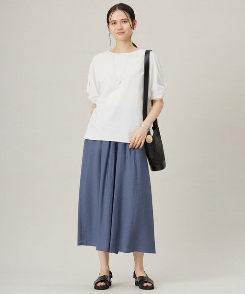 L size ONWARD(大きいサイズ) / エルサイズオンワード ショート・ハーフ・半端丈パンツ | 【セットアップ対応・接触冷感・UVケア・洗える】エアリーツイルキュロット パンツ | 詳細9