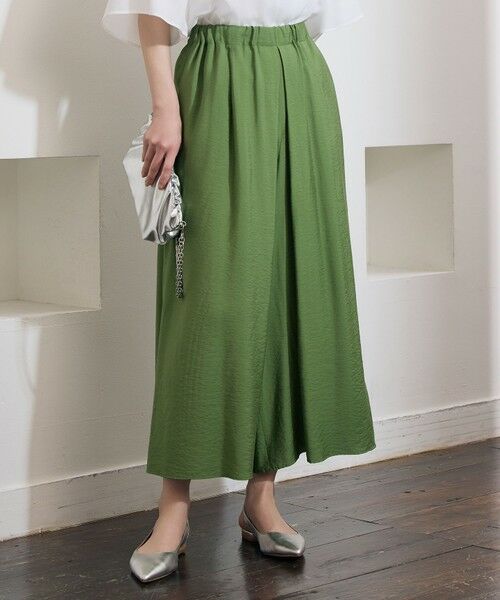 L size ONWARD(大きいサイズ) / エルサイズオンワード ショート・ハーフ・半端丈パンツ | 【カタログ掲載・ご好評アイテム・累計2500本・新色追加・ウエストゴム・セットアップ対応】エアリーツイルキュロット パンツ（［新色］グリーン）