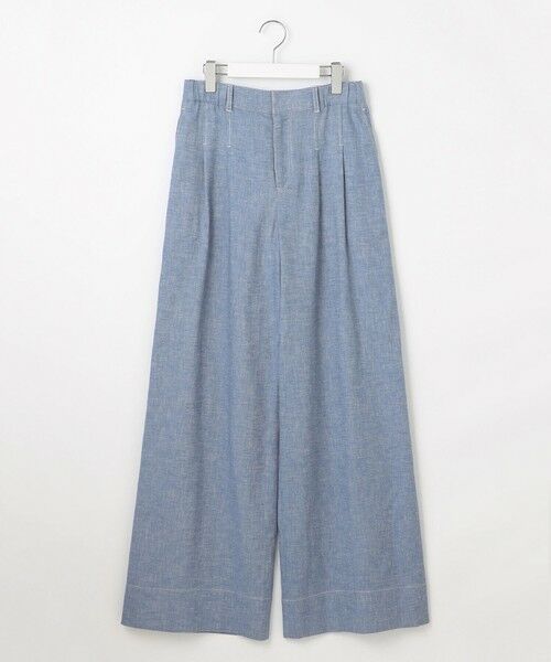 L size ONWARD(大きいサイズ) / エルサイズオンワード その他パンツ | 【洗える】コットンリネンシャンブレーワイドストレート パンツ | 詳細5