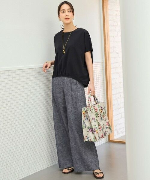 L size ONWARD(大きいサイズ) / エルサイズオンワード その他パンツ | 【洗える】コットンリネンシャンブレーワイドストレート パンツ | 詳細6