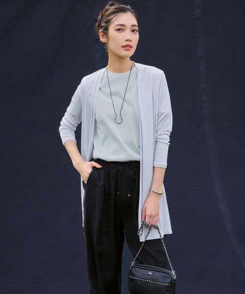 L size ONWARD(大きいサイズ) / エルサイズオンワード その他パンツ | 【接触冷感/洗える】フィブリルツイル シャーリング パンツ | 詳細1