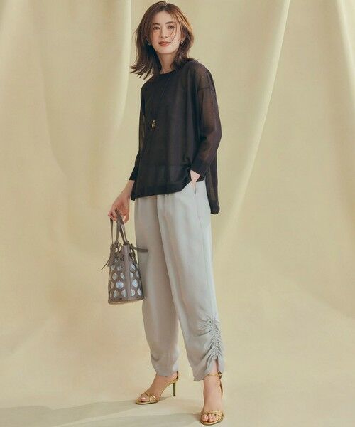 L size ONWARD(大きいサイズ) / エルサイズオンワード その他パンツ | 【接触冷感/洗える】フィブリルツイル シャーリング パンツ | 詳細6