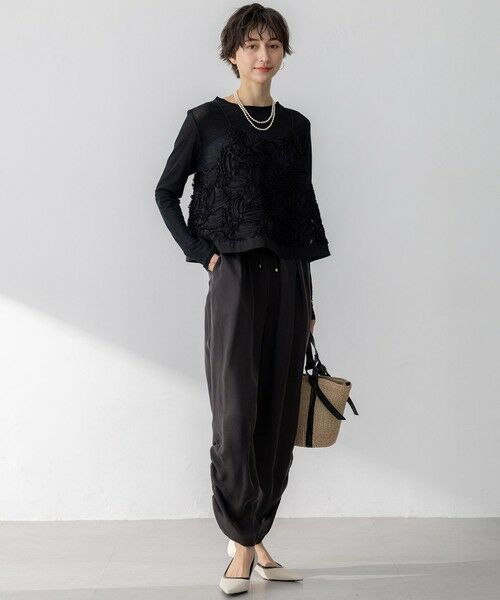 L size ONWARD(大きいサイズ) / エルサイズオンワード その他パンツ | 【接触冷感/洗える】フィブリルツイル シャーリング パンツ | 詳細12