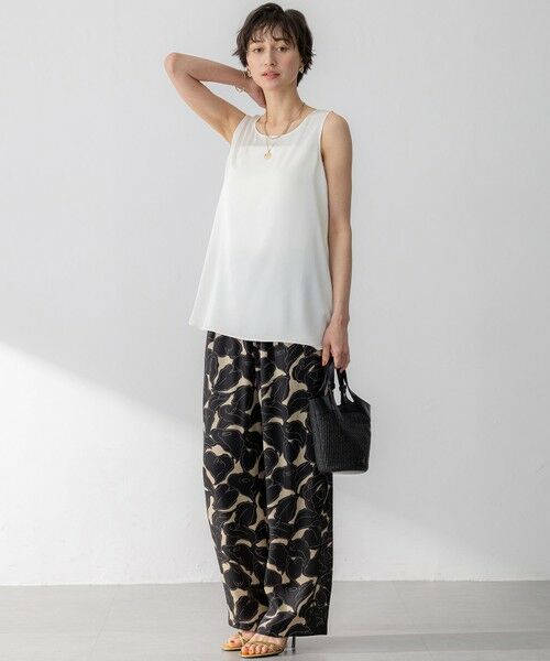 L size ONWARD(大きいサイズ) / エルサイズオンワード その他パンツ | 【洗える】Ratti フラワーアートプリント ワイド パンツ | 詳細7