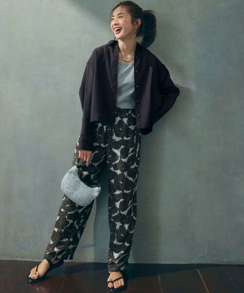 L size ONWARD(大きいサイズ) / エルサイズオンワード その他パンツ | 【洗える】Ratti フラワーアートプリント ワイド パンツ | 詳細13