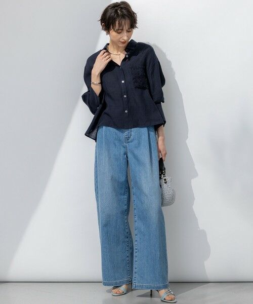 今期23区デニムサマーストレートワイドパンツ　サイズ30 接触冷感】23区DENIM サマー ストレート ワイド パンツ （デニム