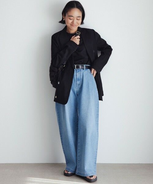希少♡23区♡DENIMデニムパンツ 大きいサイズ 44 グレー Oggi6月号掲載/接触冷感】23区DENIM サマー タック ワイド