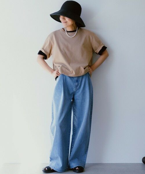 希少♡23区♡DENIMデニムパンツ 大きいサイズ 44 グレー Oggi6月号掲載/接触冷感】23区DENIM サマー タック ワイド