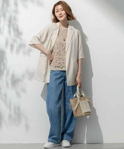 L size ONWARD(大きいサイズ) / エルサイズオンワード デニムパンツ | 【Oggi6月号掲載/接触冷感】23区DENIM サマー タック ワイド パンツ | 詳細8