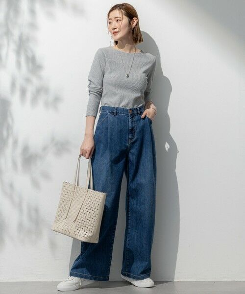希少　新品　23区DENIM 大きいサイズ46 15G ワイド セール】 【一部店舗限定】23区DENIM ストレッチ ワイドパンツ